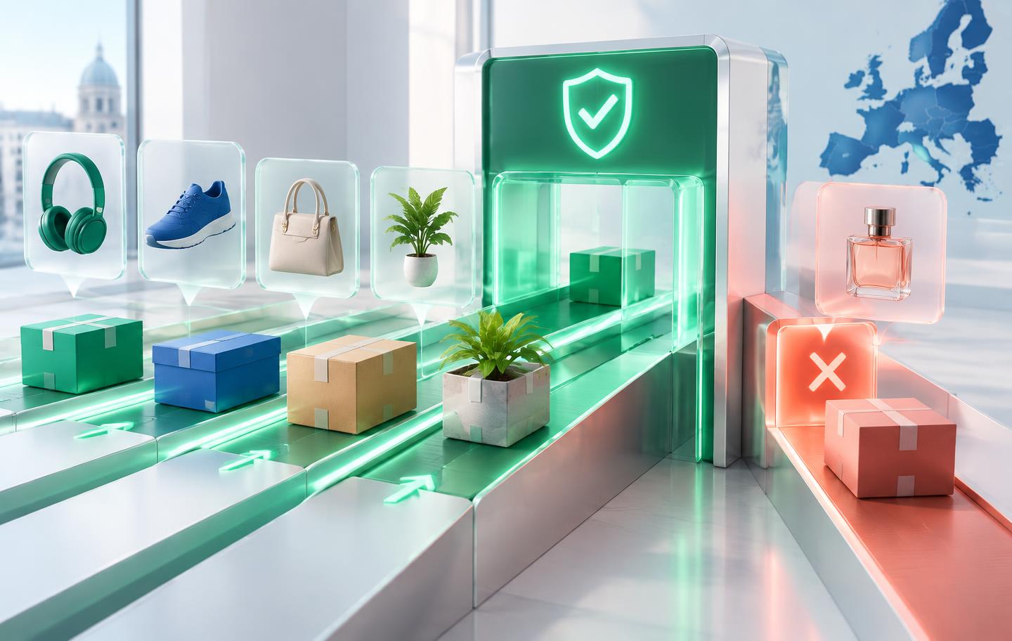 Marketplace product listings with a verified shield and one blocked listing